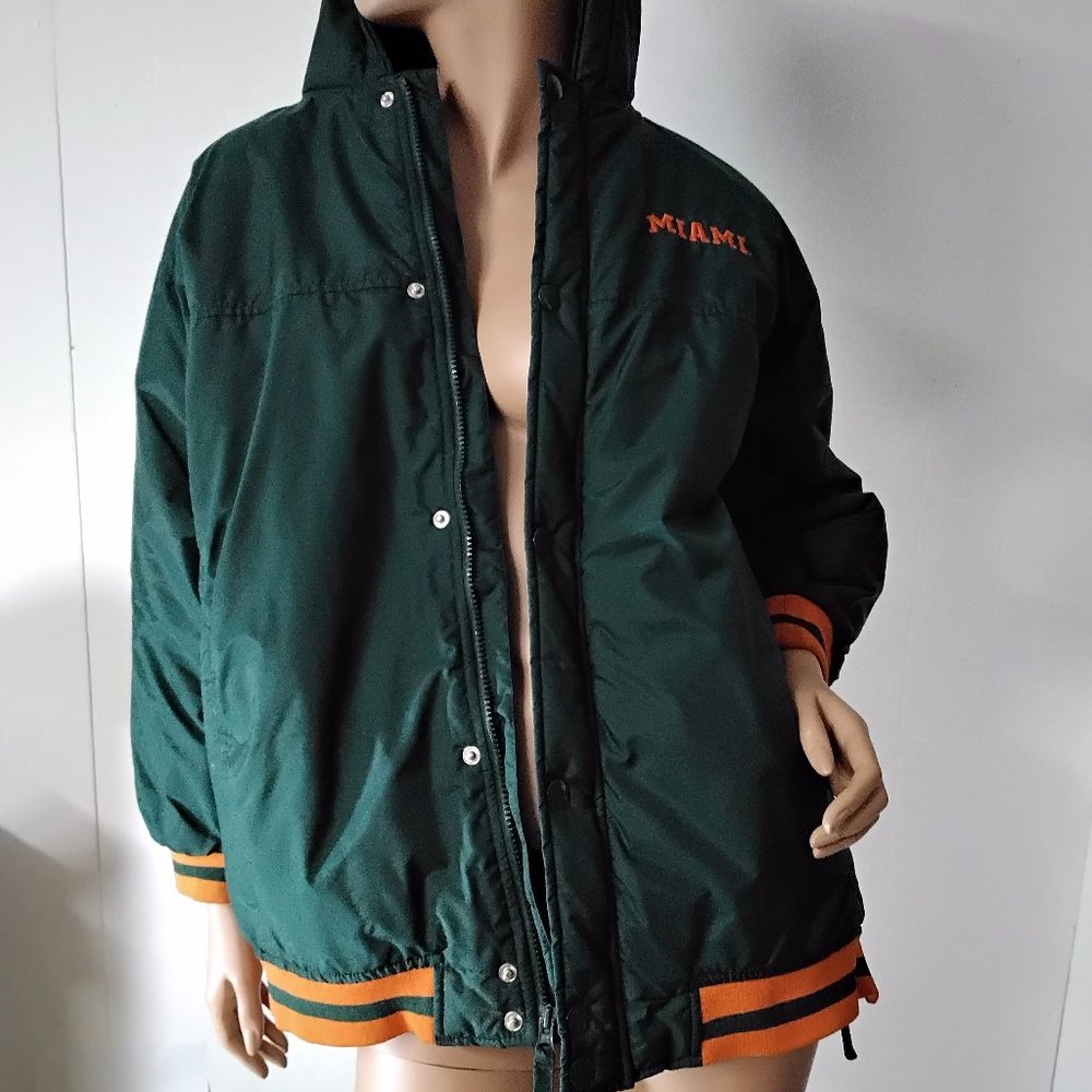 University of Miami Hurricanes Champs Size L Sports Coat Green Puffer UM *004 - Picture 5 of 16